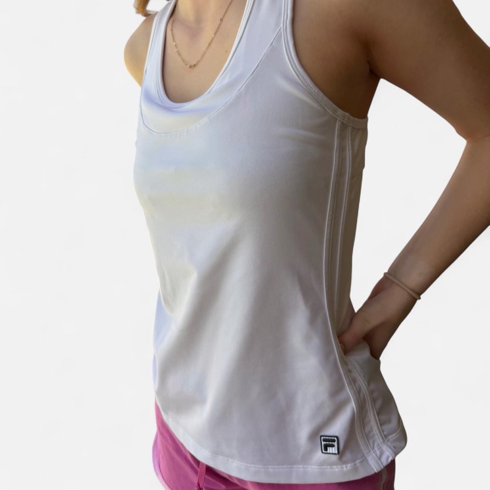 Fila White Ruched Racerback Athletic Tank Top